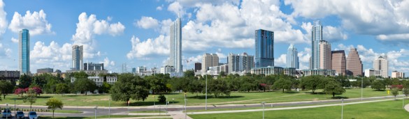 Downtown Austin, Texas Panoramic on a Cloudy Day June 2010